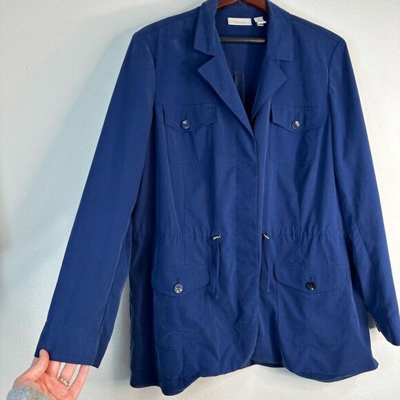 Chico’s Womens Cobalt Blue Modal Blend Utility Jacket XL Casual Sporty Office - Picture 3 of 9